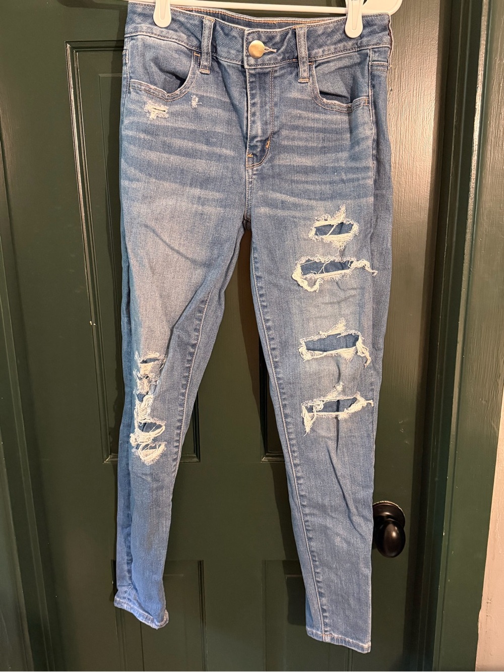 American Eagle Outfitters Light Blue Ripped Skinny Jeans